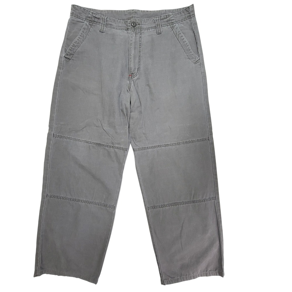 Hilfiger Denim‎ Men's Gray Canvas Workwear Pants Straight Leg 36x32 Double Knee